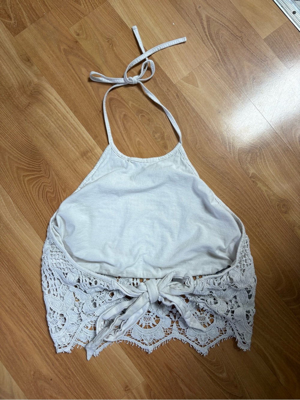 White Crochet Halter Crop Top - Breezy Summer Style - Picture 2 of 4